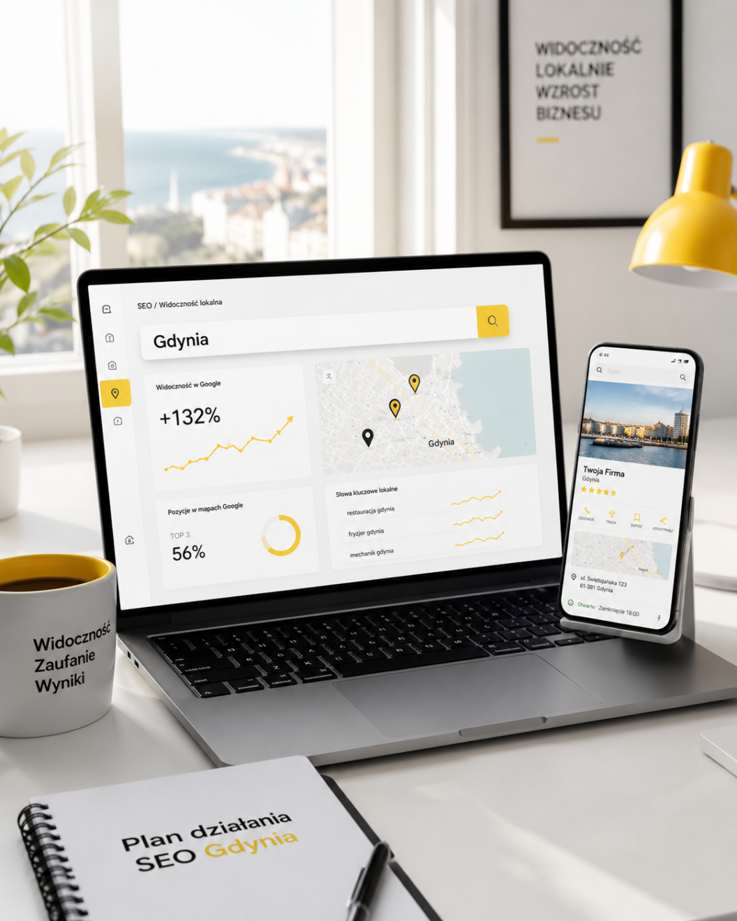 Laptop pozycjonowanie SEO Gdynia.